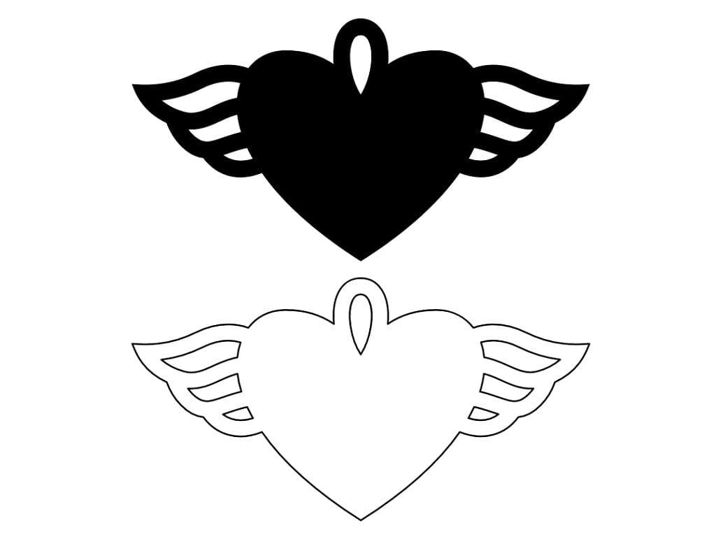 Laser Cut Angel Wings Heart Christmas Ornament