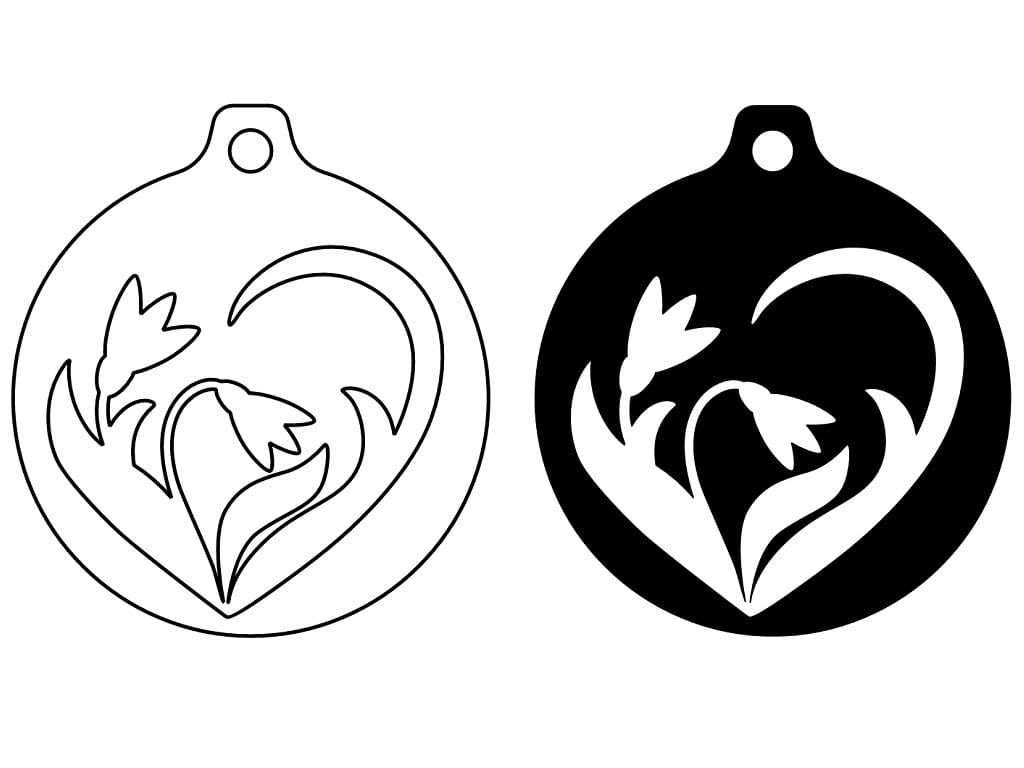 Laser Cut Floral Cutout Design Christmas Ornament