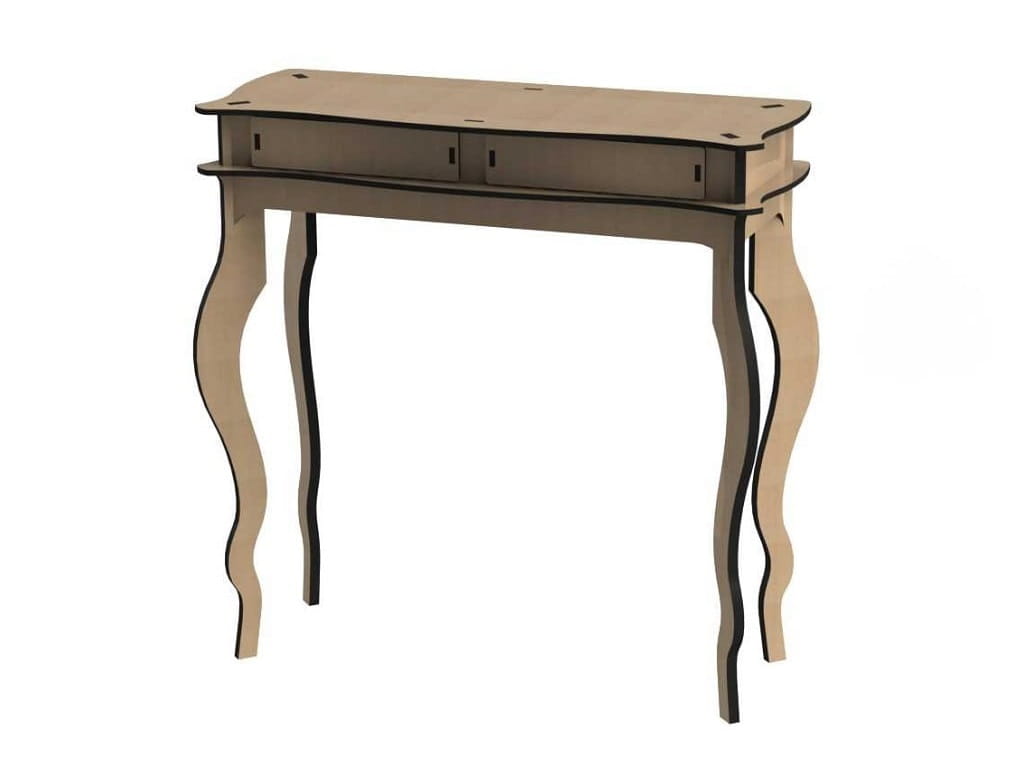 Laser Cut Wooden Two Drawer Sideboard