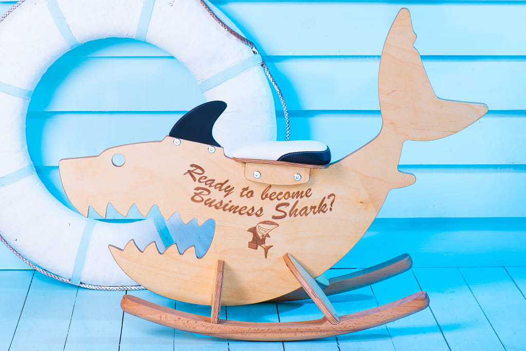 Laser Cut Wooden Shark Kids Rocking Toy