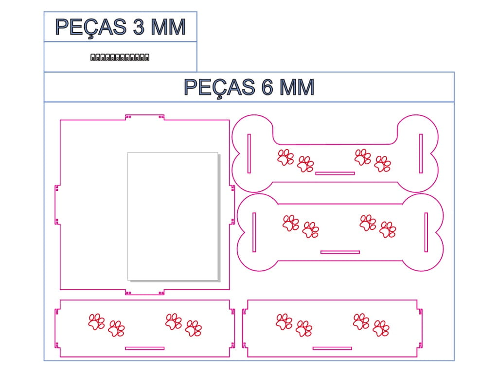 Laser Cut Wooden Bone Shaped Pet Dog Bed