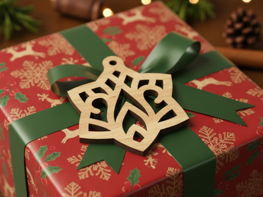 Laser Cut Star Shaped Wooden Christmas Ornament