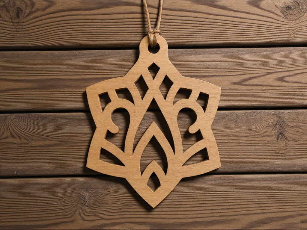 Laser Cut Star Shaped Wooden Christmas Ornament