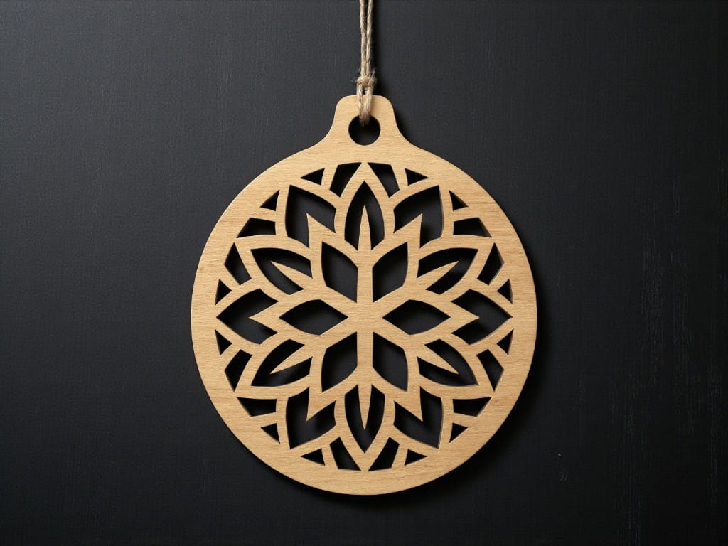 Laser Cut Wooden Mandala Christmas Ornament