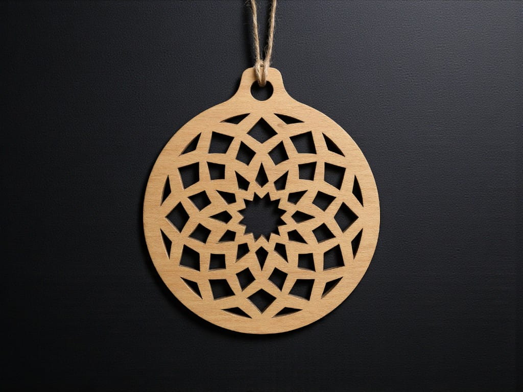 Laser Cut Wooden Mandala Design Christmas Ornament
