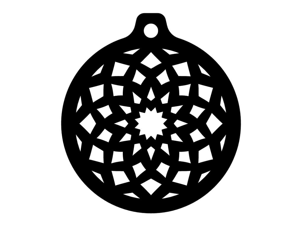 Laser Cut Wooden Mandala Design Christmas Ornament
