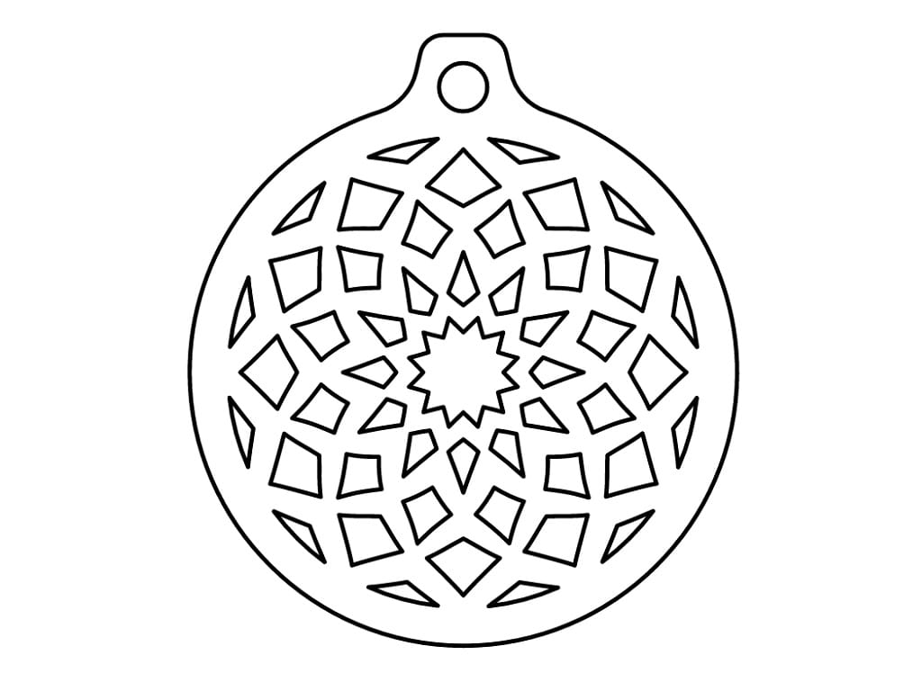 Laser Cut Wooden Mandala Design Christmas Ornament