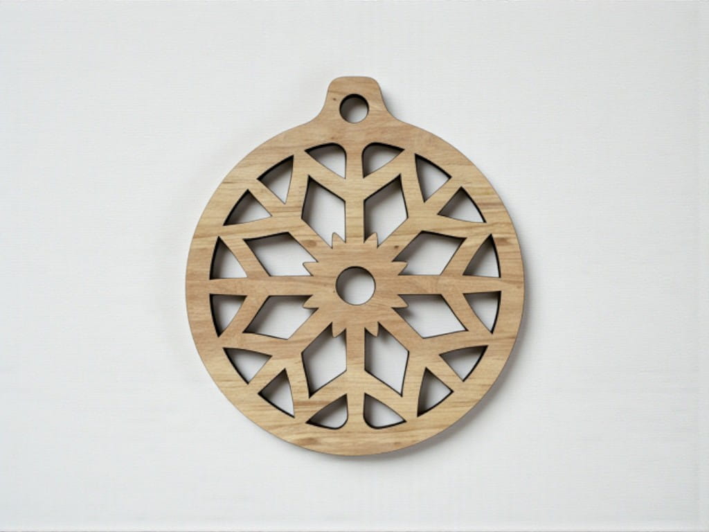 Laser Cut Wooden Snowflake Bauble Ornament
