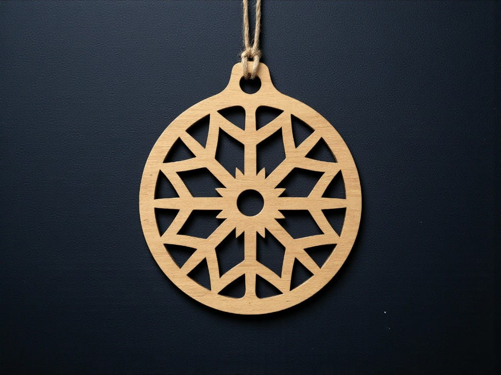 Laser Cut Wooden Snowflake Bauble Ornament