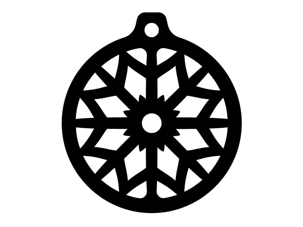 Laser Cut Wooden Snowflake Bauble Ornament