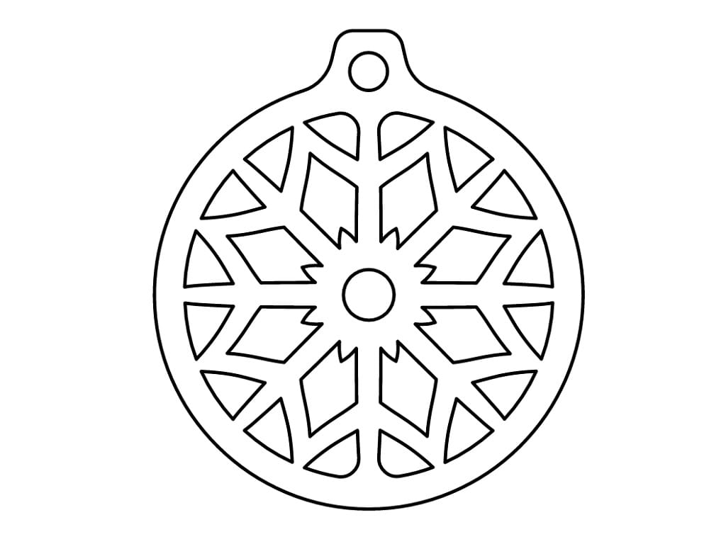Laser Cut Wooden Snowflake Bauble Ornament