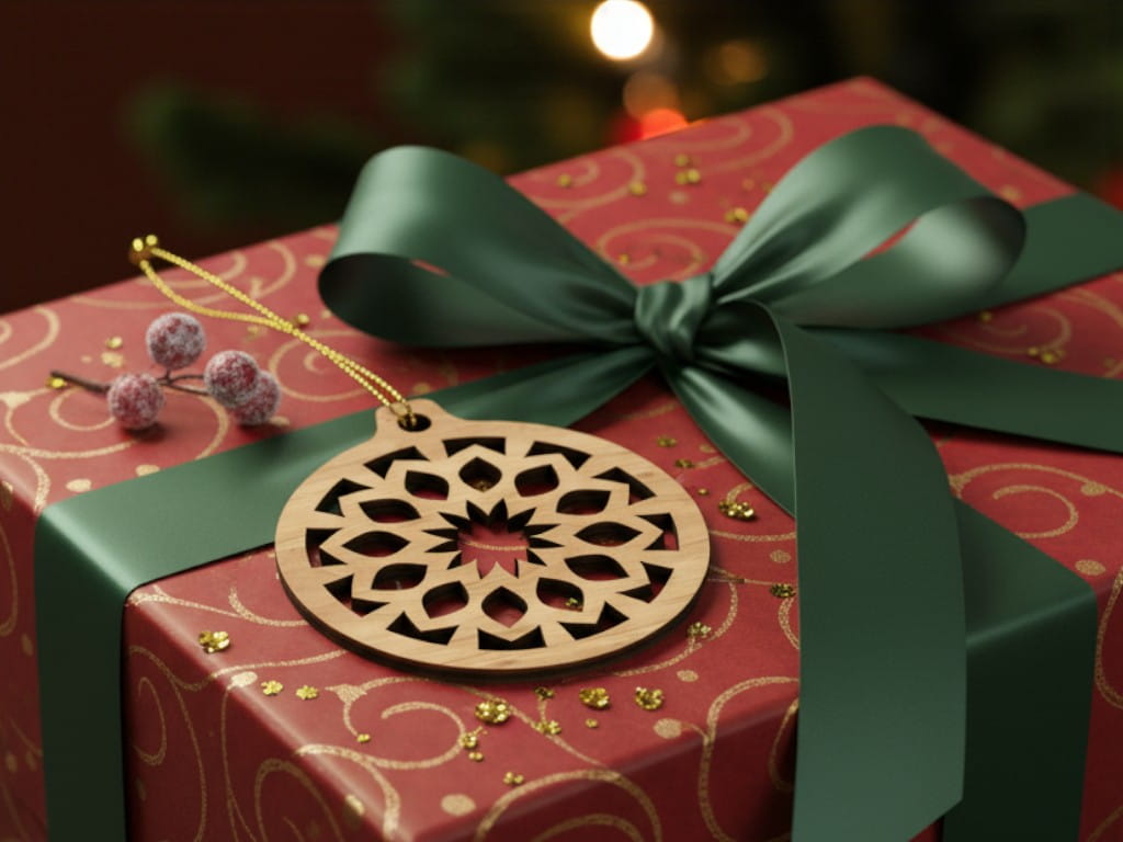 Laser Cut Plywood Mandala Christmas Ornament