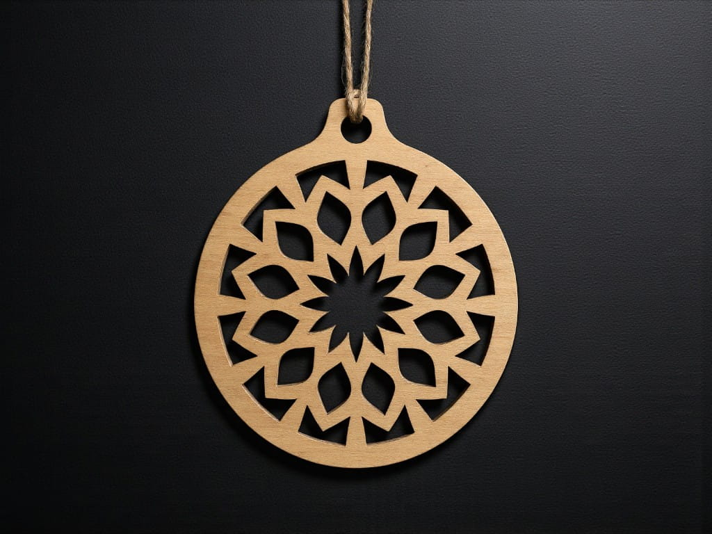 Laser Cut Plywood Mandala Christmas Ornament