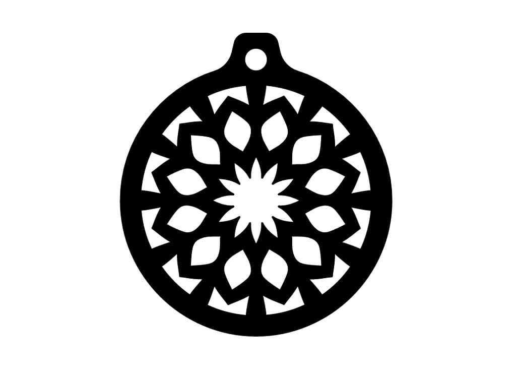 Laser Cut Plywood Mandala Christmas Ornament