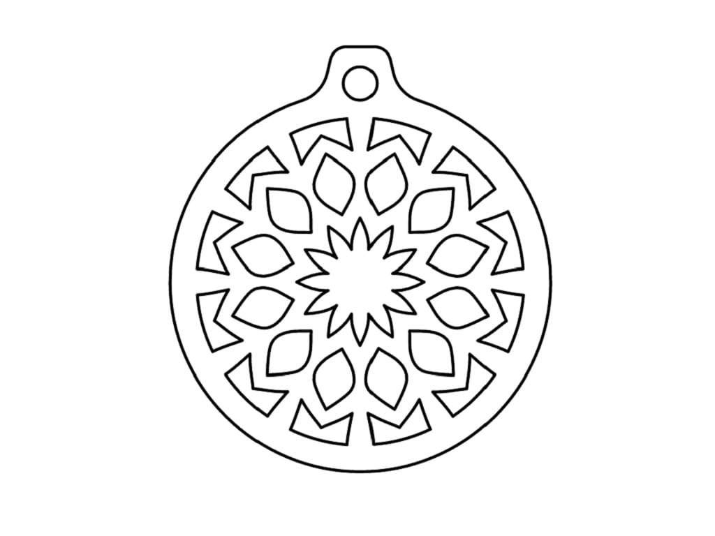 Laser Cut Plywood Mandala Christmas Ornament