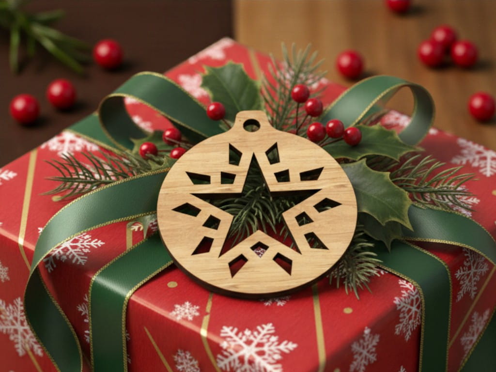 Laser Cut Snowflake Star Design Christmas Ornament