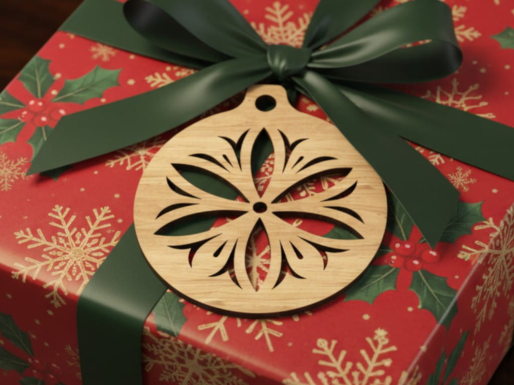 Laser Cut Floral Christmas Tree Ornament