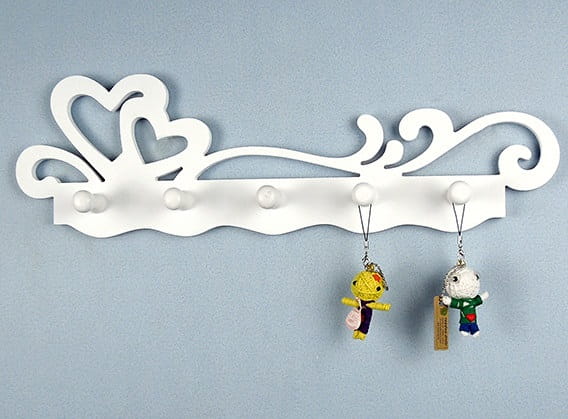 Laser Cut Intertwined Hearts Wall Key Holder