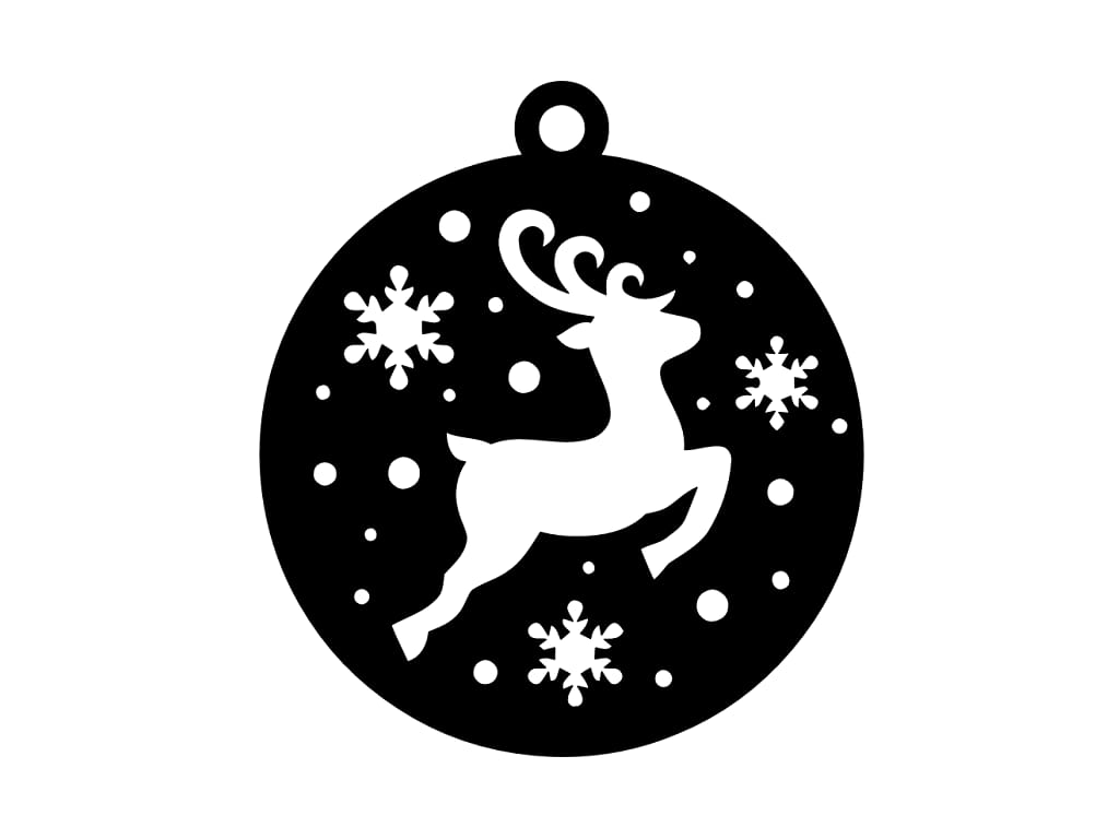 Laser Cut Reindeer and Snowflake Christmas Tree Ornament