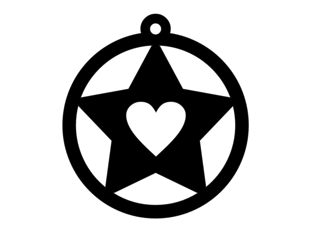 Laser Cut Star and Heart Christmas Ornament