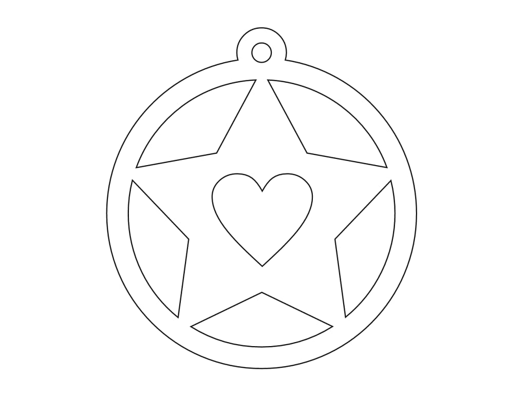 Laser Cut Star and Heart Christmas Ornament