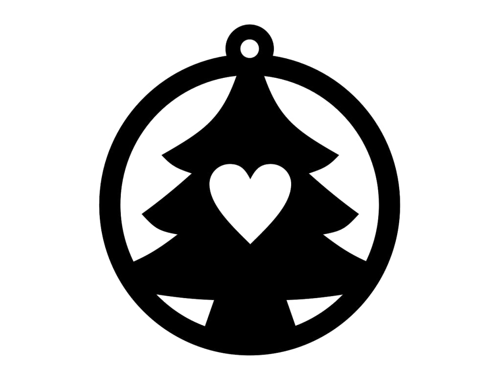 Laser Cut Christmas Tree Ornament with Heart Cutout