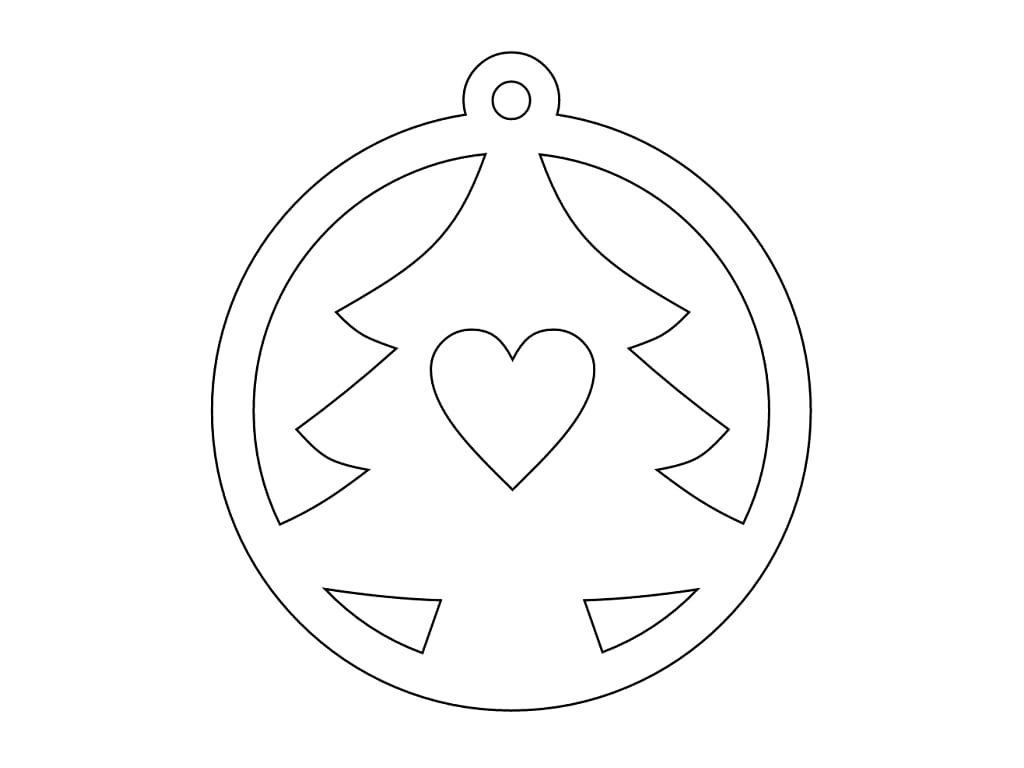 Laser Cut Christmas Tree Ornament with Heart Cutout