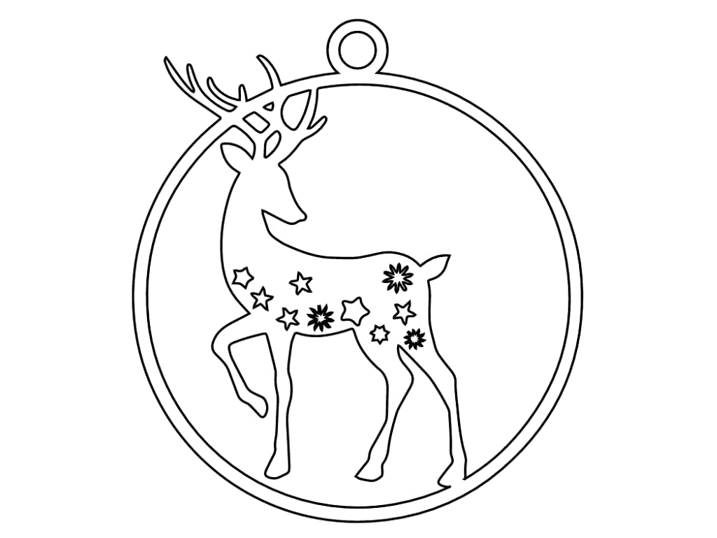 Laser Cut Decorative Christmas Reindeer Ornament