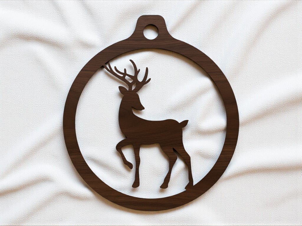 Laser Cut Reindeer Christmas Bauble Holiday Ornament
