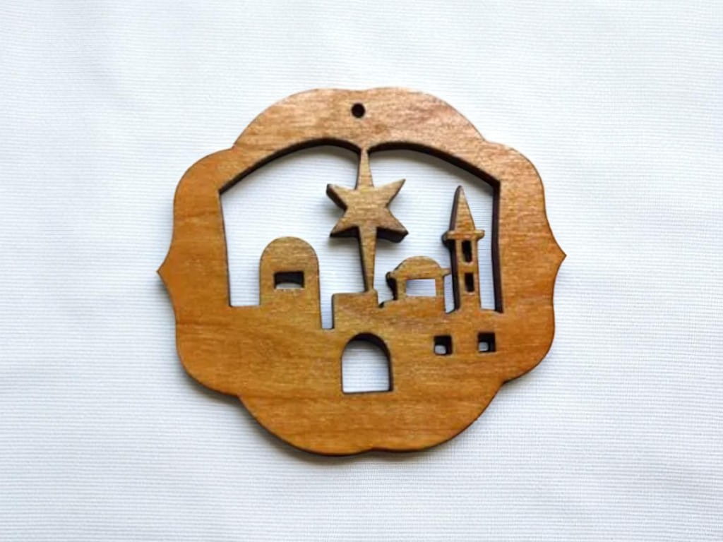 Laser Cut Nativity Scene in Bethlehem Christmas Ornament