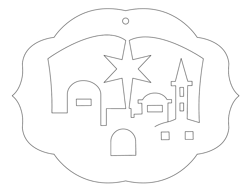Laser Cut Nativity Scene in Bethlehem Christmas Ornament