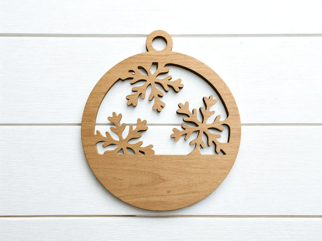 Laser Cut Wooden Christmas Tree Snowflake Bauble