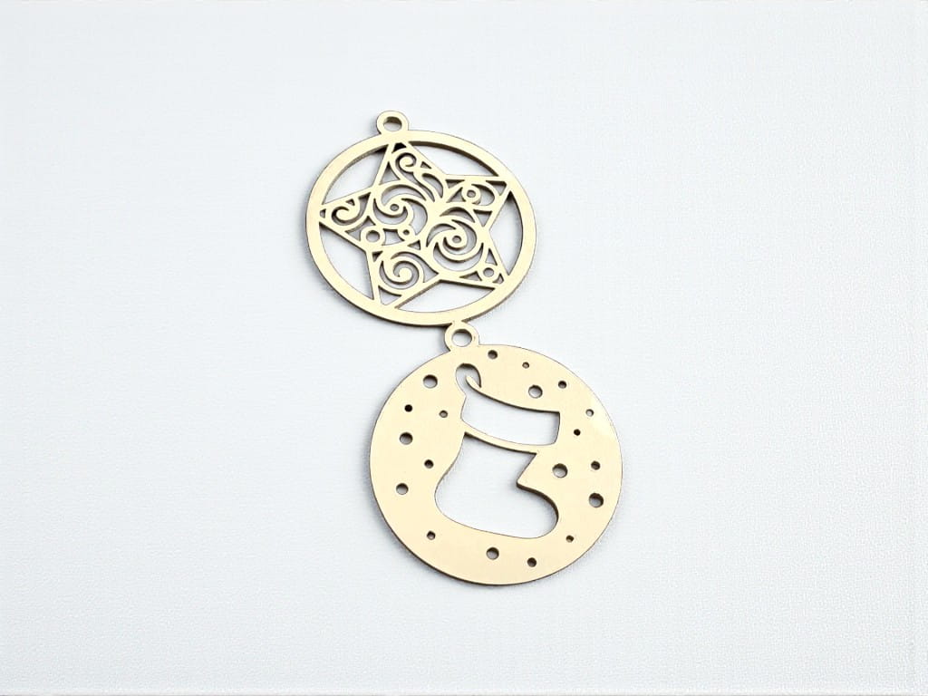 Laser Cut Star and Stocking Christmas Ornament