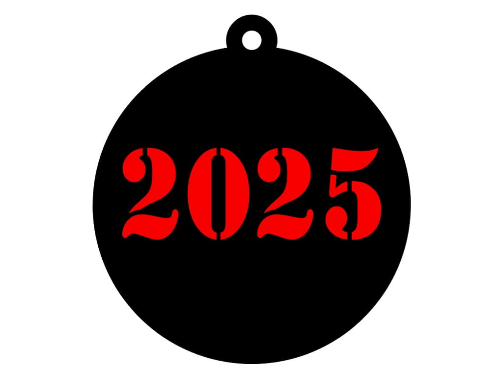 Laser Cut Engraved Year 2025 Christmas Tree Ornament