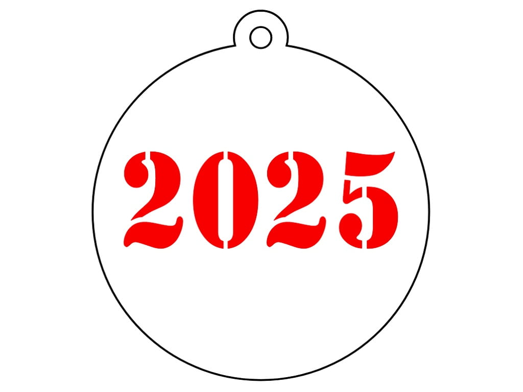 Laser Cut Engraved Year 2025 Christmas Tree Ornament