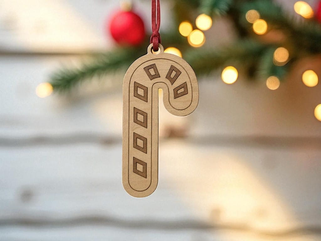 Laser Cut Candy Cane Christmas Tree Bauble