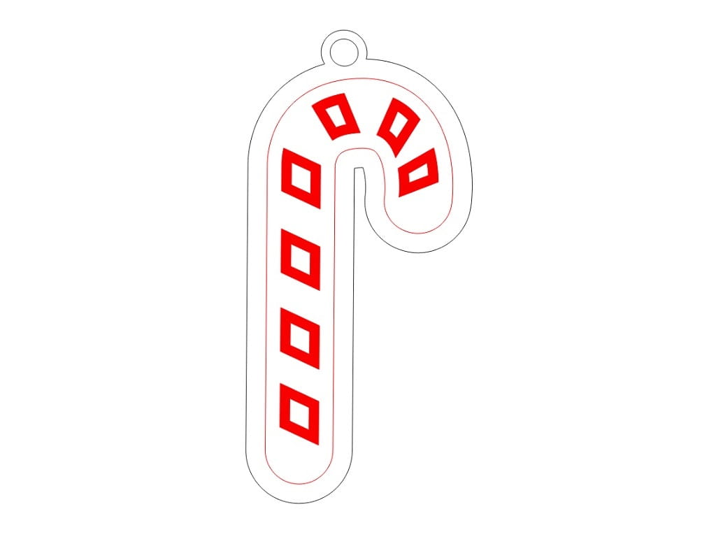 Laser Cut Candy Cane Christmas Tree Bauble
