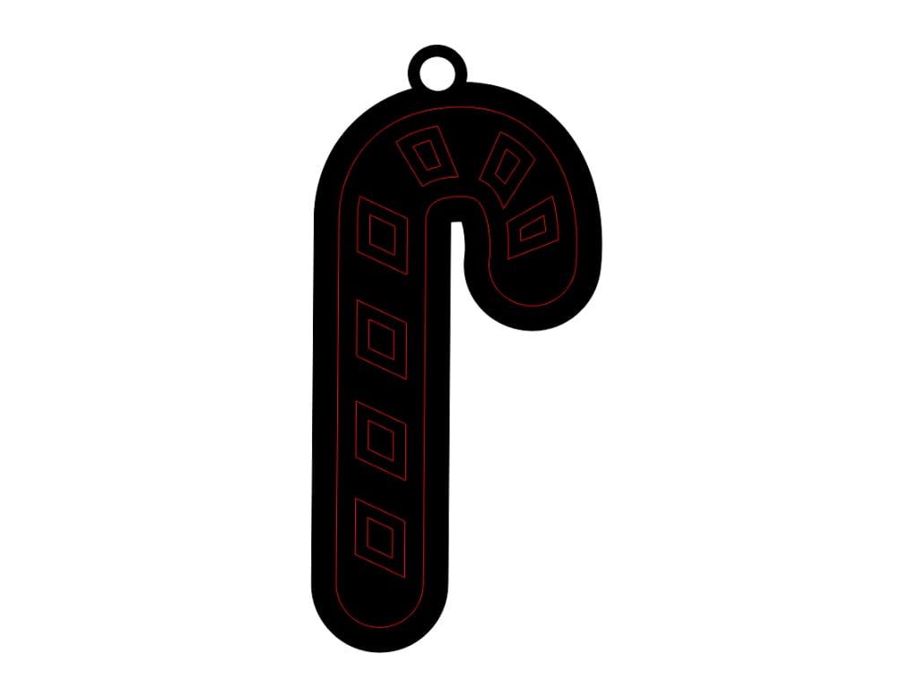 Laser Cut Candy Cane Christmas Tree Ornament