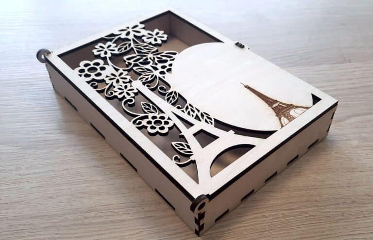 Laser Cut Paris Themed Book Shaped Gift Box