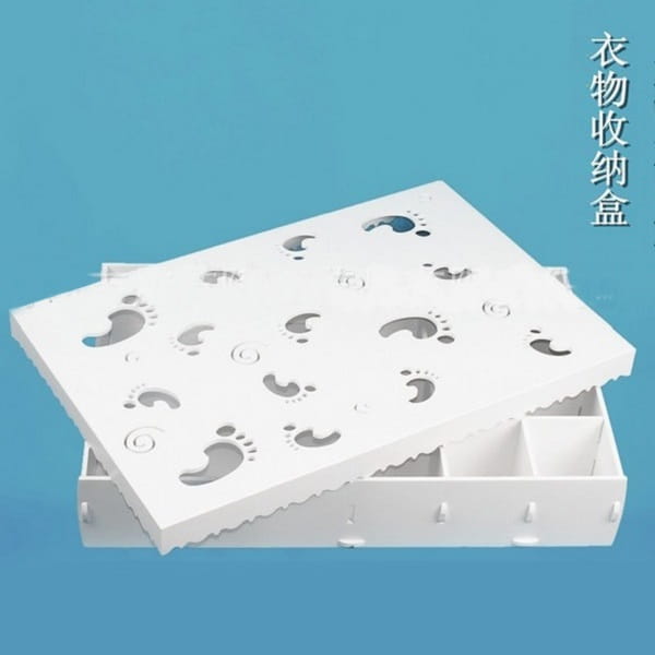Laser Cut Multi Purpose Storage Box with Footstep Cutouts on Lid