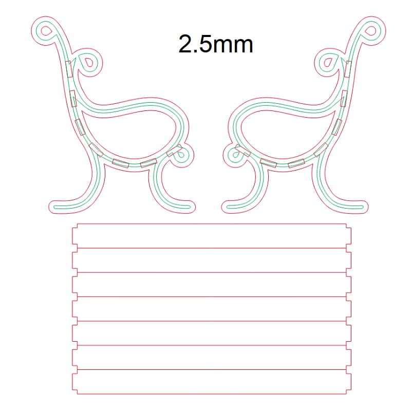 Laser Cut Miniature Park Bench Kit