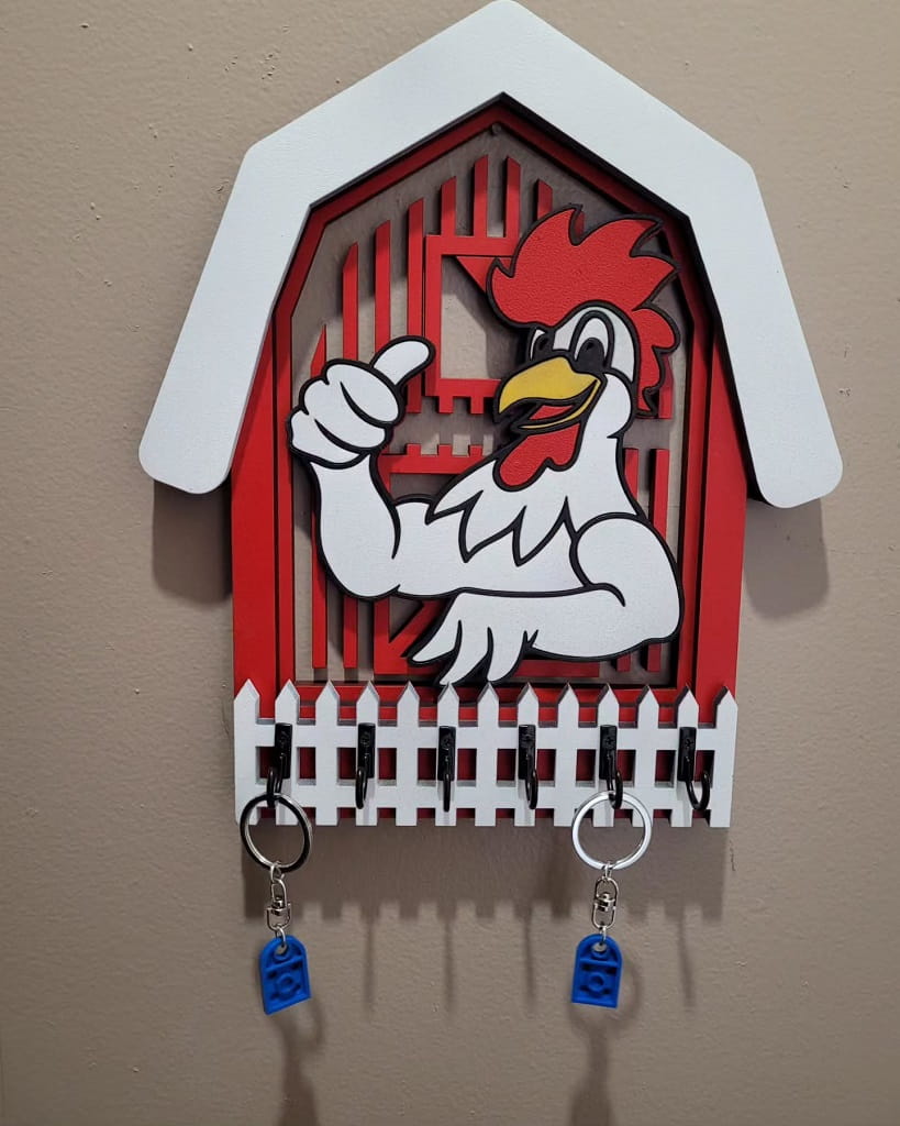 Laser Cut Chicken Barn Wall Key Holder