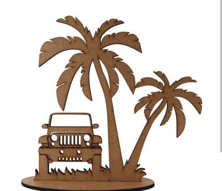 Laser Cut Beach Palm Trees with Jeep Souvenir