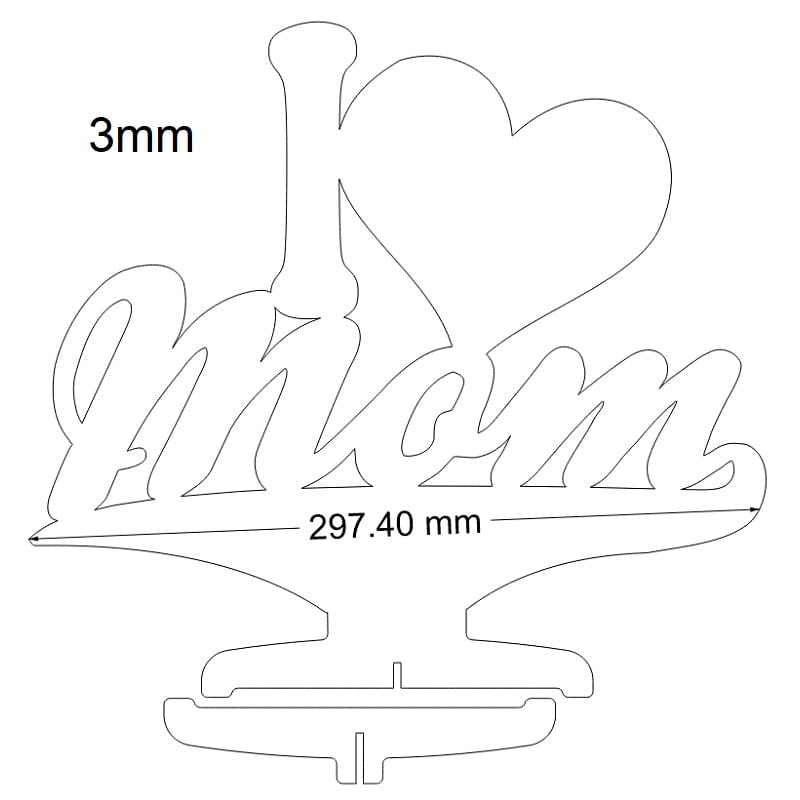 Laser Cut I Love Mom Decorative Stand Decor