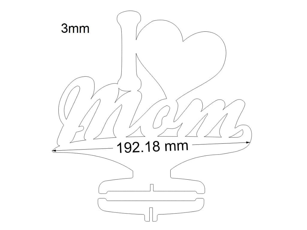 Laser Cut I Love Mom Stand Decor for Mothers Day