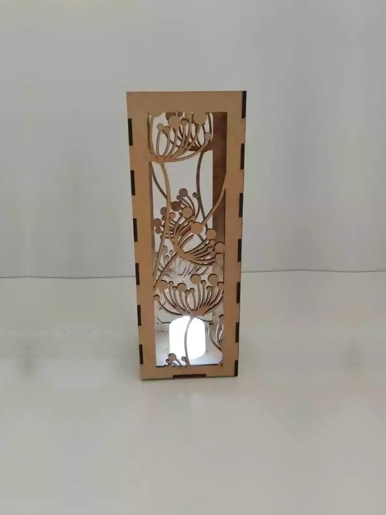 Laser Cut LED Candle Holder with Floral Pattern