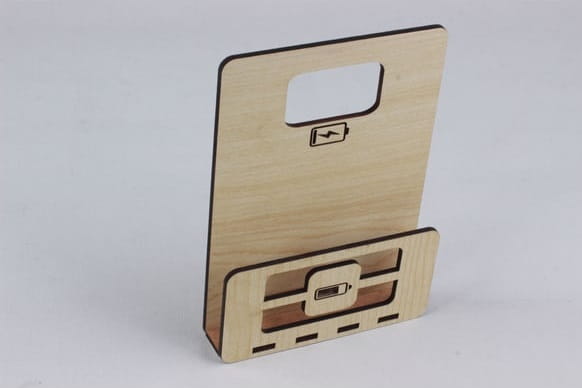 Laser Cut Wooden Phone Holder Socket Charging Stand