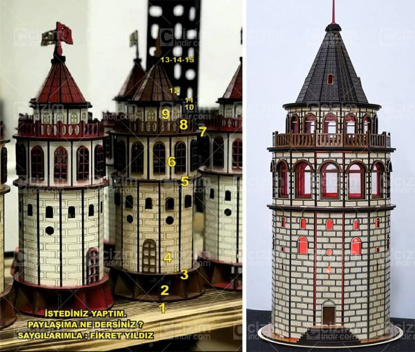 Laser Cut Turkey Galata Tower Building Model Kit