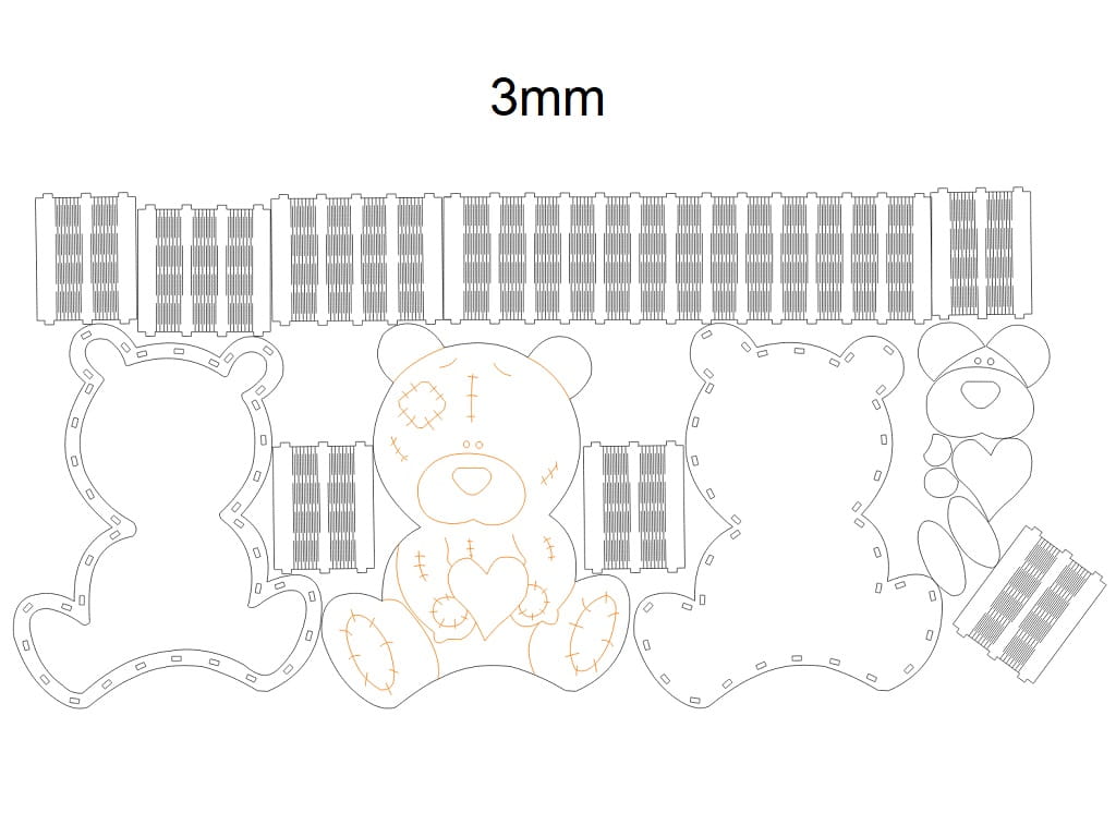 Laser Cut Living Hinge Teddy Bear Gift Box