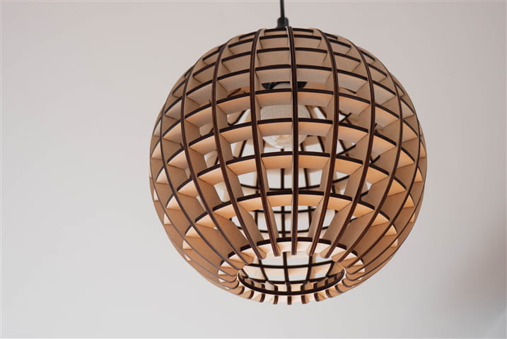Laser Cut Wooden Hemmesphere Pendant Light